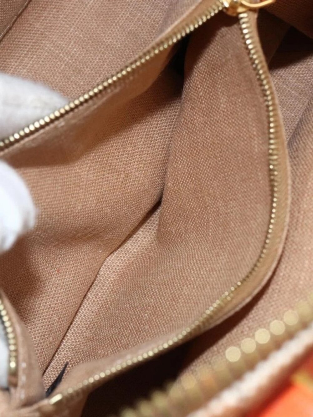 FENDI Chameleon Hand Bag Canvas Leather 2way Orange Gold Auth 172513 - Picture 13 of 16
